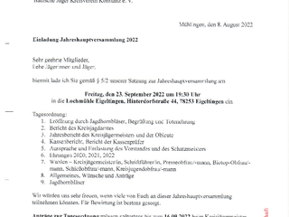 Jahreshauptversammlung Badische Jäger Konstanz e.V.